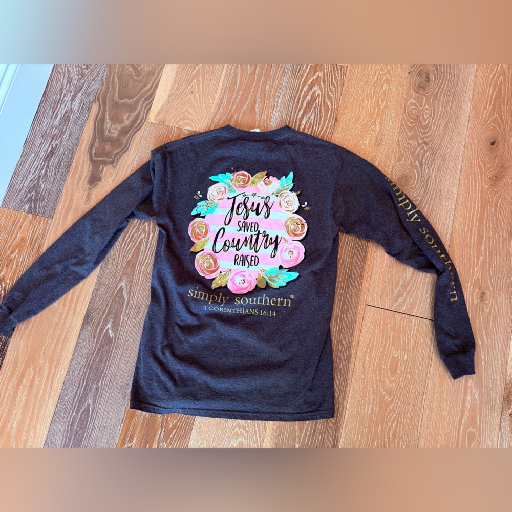 Simply southern Jesus saved southern raised long sleeve shirt - Picture 2 of 8